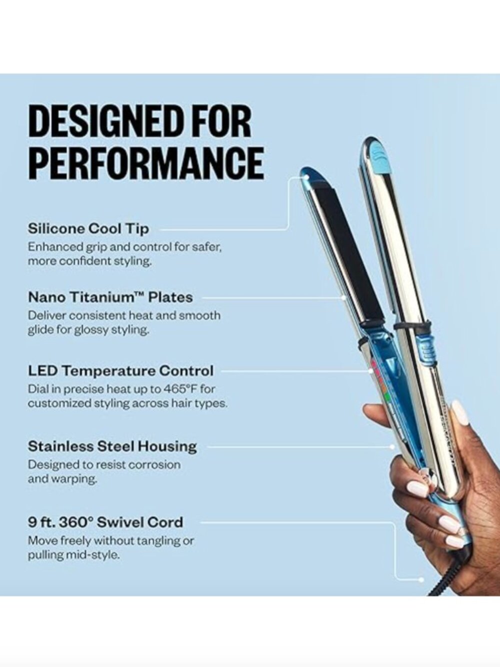 NEW BabylissPRO Nano Titanium Prima Ionic Hair Straightener BaByliss Flat Iron - Picture 2 of 8